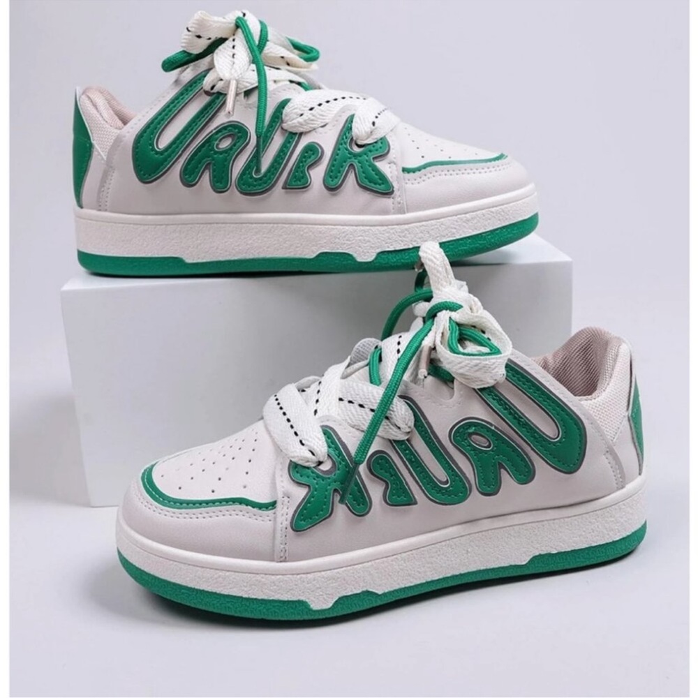 Green and White Sneakers